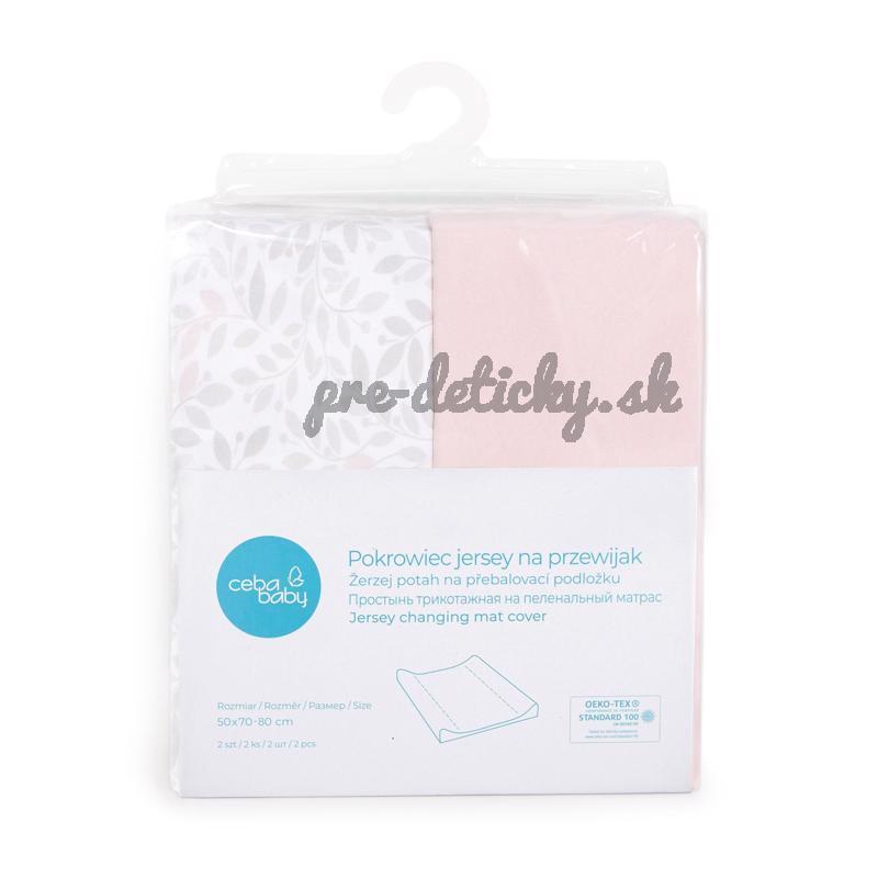 CEBA Poťah na prebaľovaciu podložku 50x70-80 cm 2 ks Candy Pink+Twigs