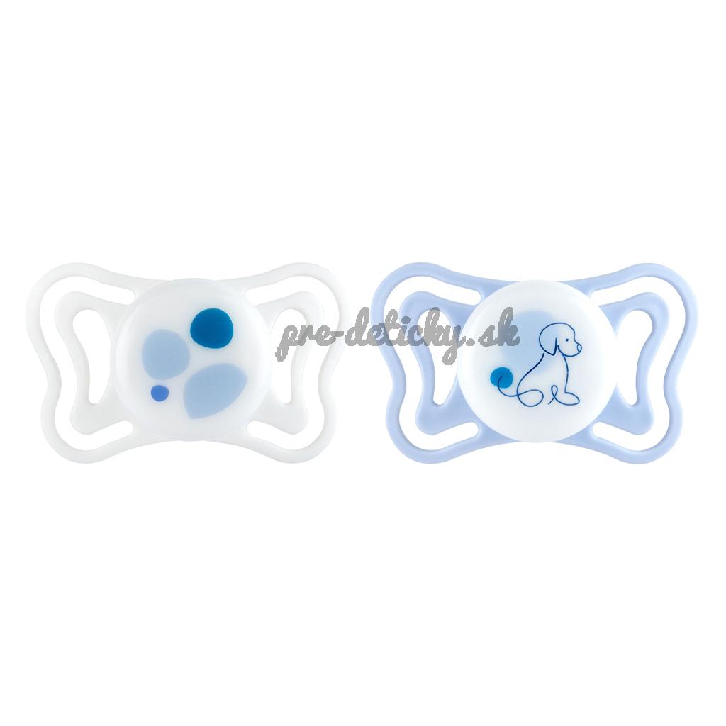 CHICCO Cumlíky Physioforma Light silikónové ortodontické modré 2-6m, 2 ks