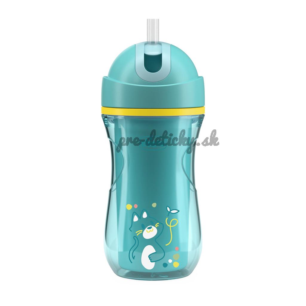 CHICCO Hrnček Sport termo so slamkou teal, 14m+