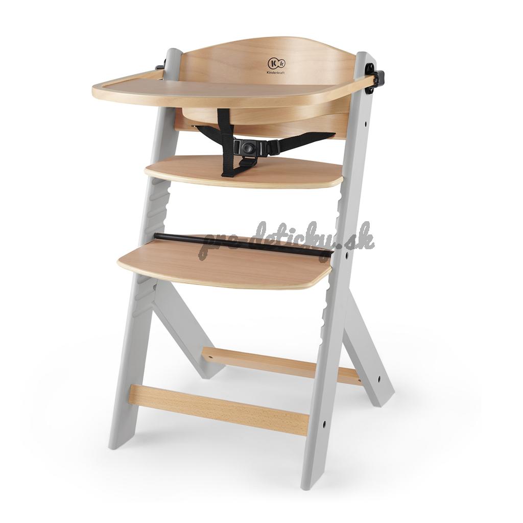 KINDERKRAFT Stolička jedálenská Enock Grey wooden, Premium