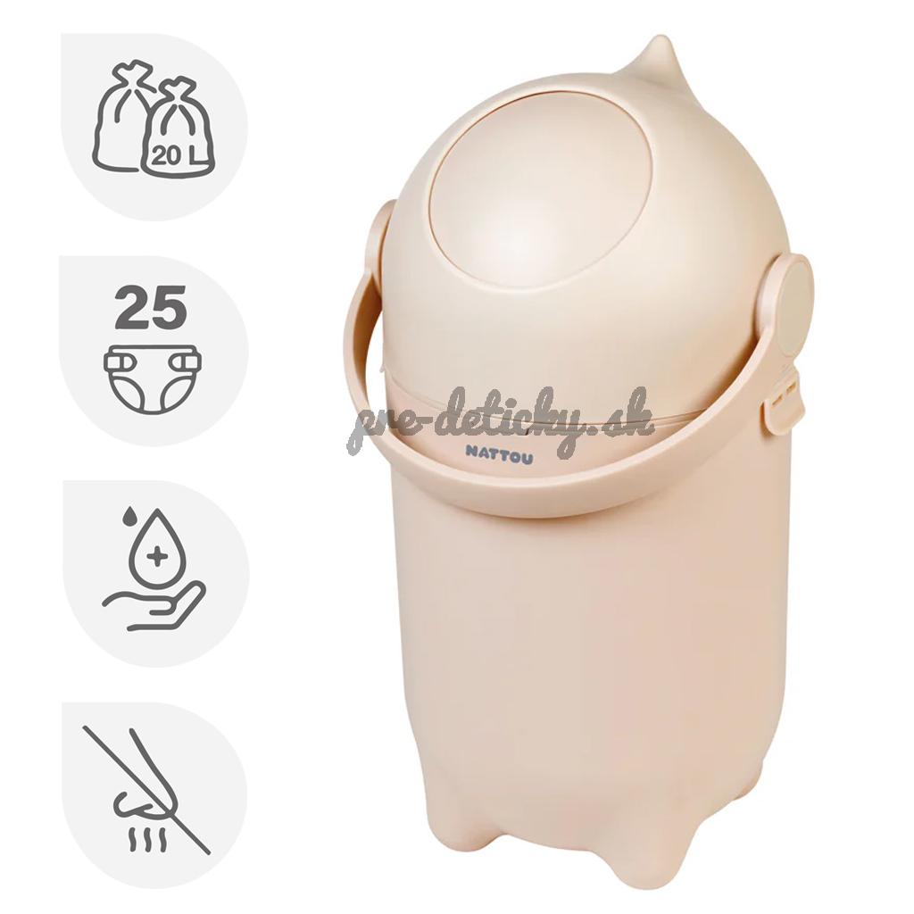 NATTOU Kôš na plienky Dropy Beige 27 cm, 20l