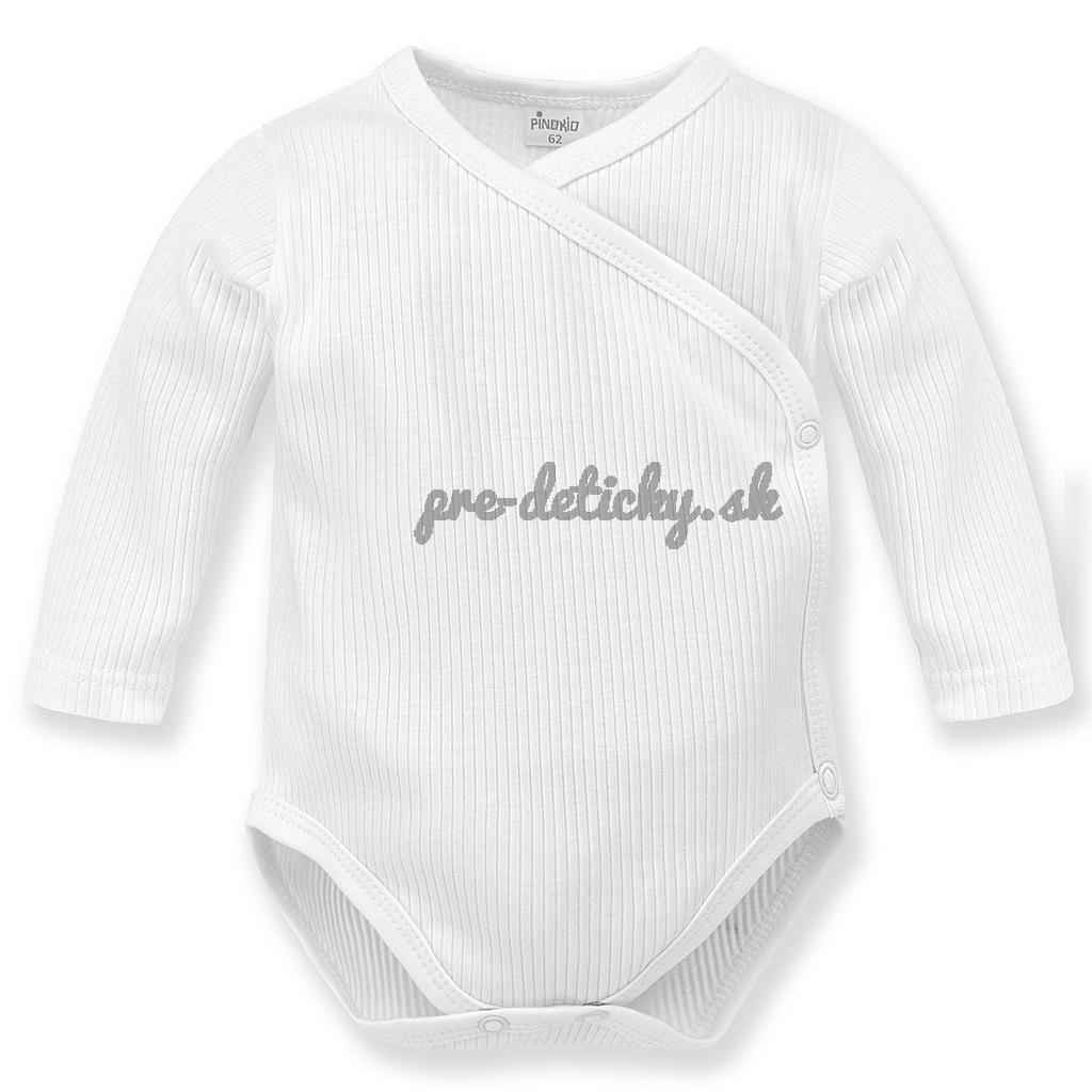 PINOKIO Body vrúbkované zavinovacie dlhý rukáv Lovely Day uni biela veľ. 50