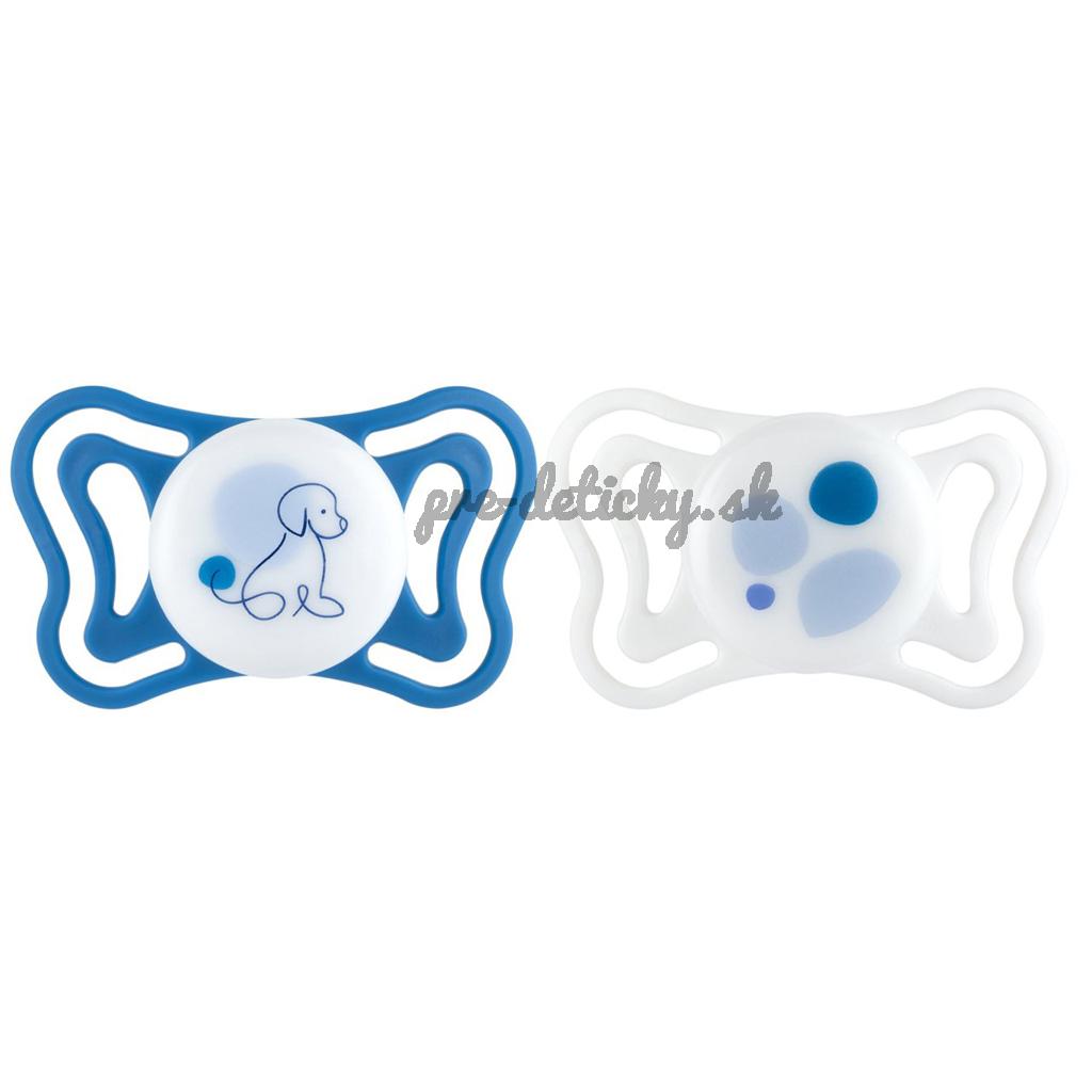 CHICCO Cumlíky Physioforma Light silikónové ortodontické modré 6-16m, 2 ks