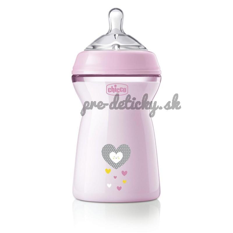 CHICCO Fľaša dojčenská antikolik Natural Feeling 330 ml dievča 6m+