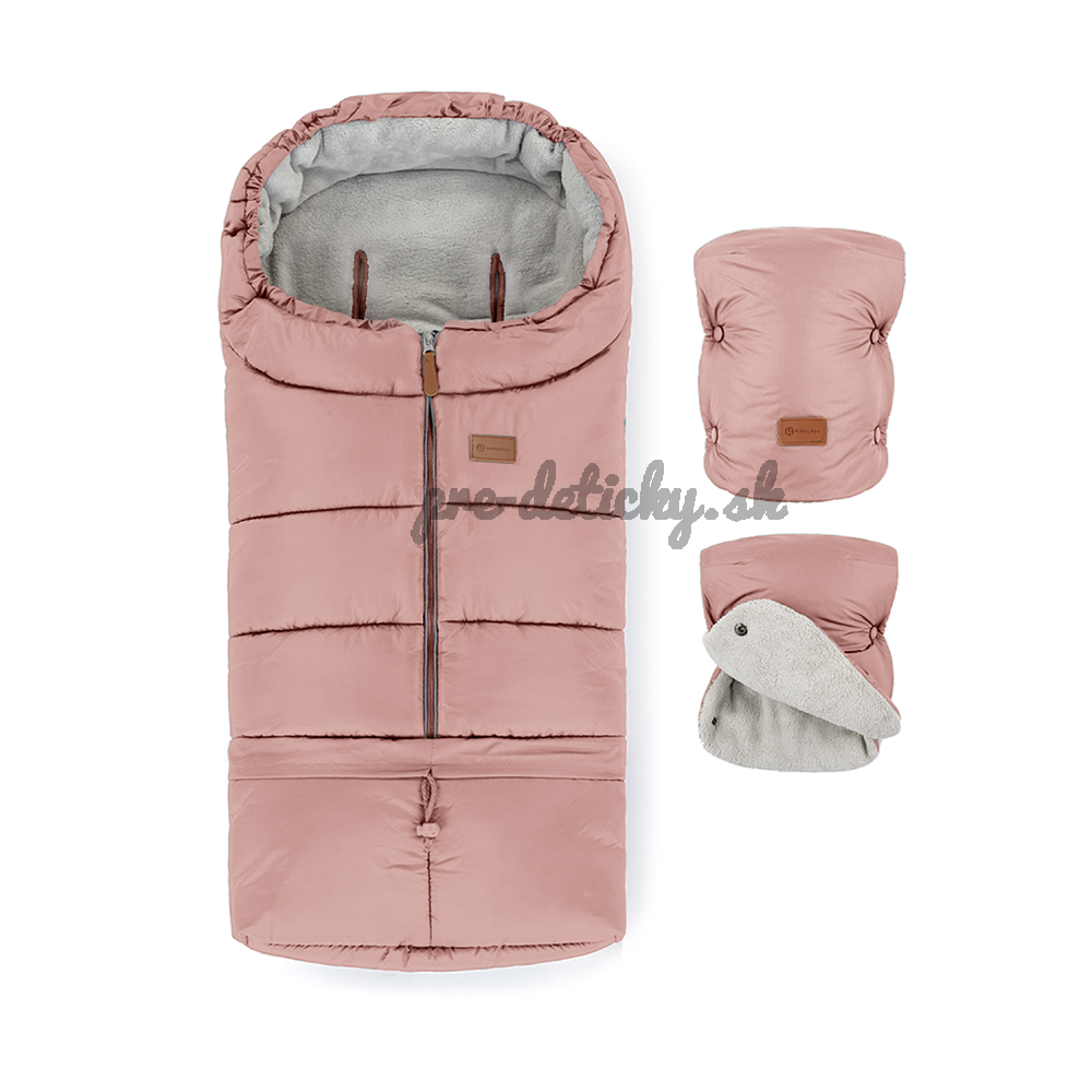PETITE&MARS Set zimný fusak Jibot 3v1 + rukavice na kočík Jasie Dusty Pink