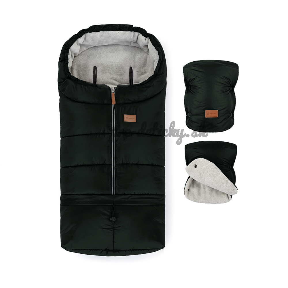 PETITE&MARS Set zimný fusak Jibot 3v1 + rukavice na kočík Jasie Ink Black