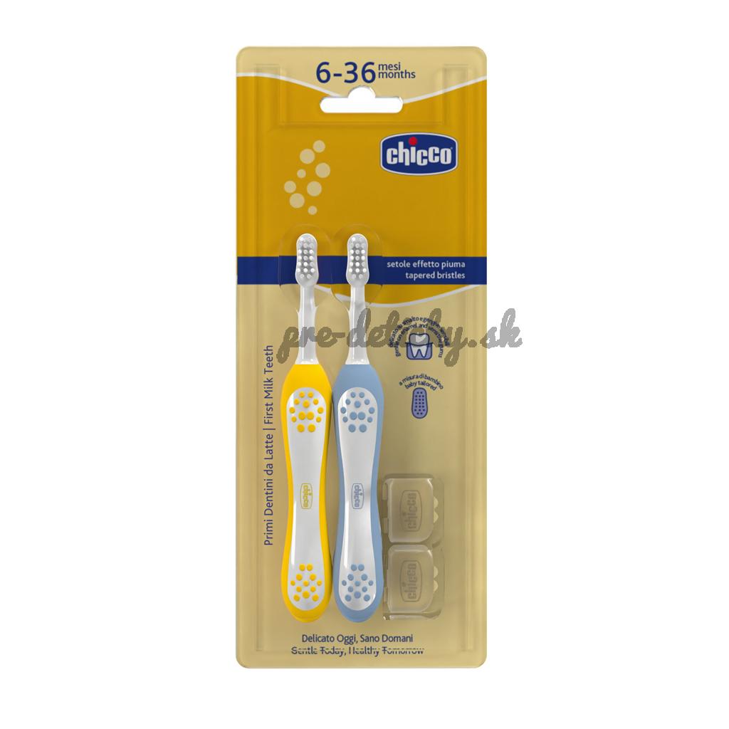 CHICCO Set zubných kefiek pre deti Indigo-Mustard 6-36m, 2ks