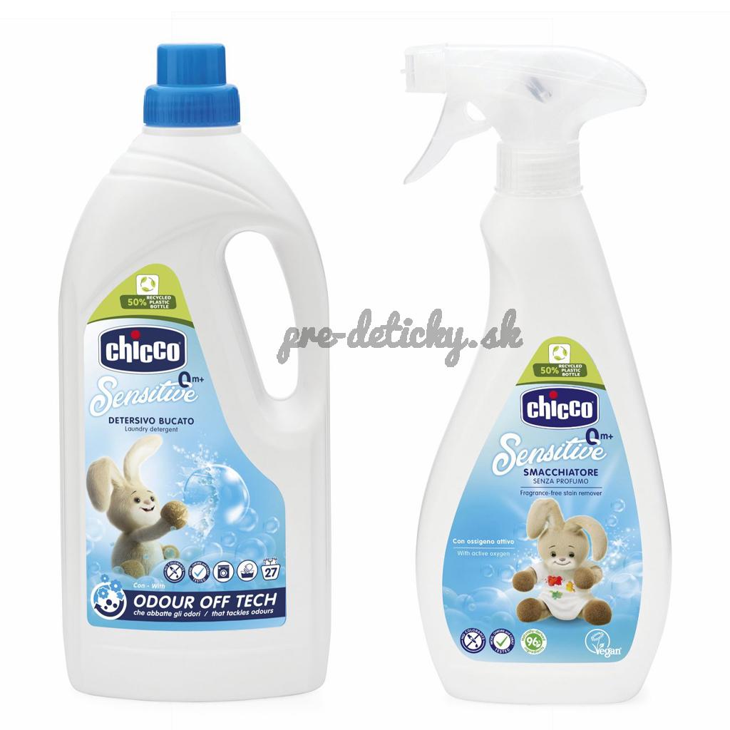 CHICCO Prací gél Baby Sensitive 1,5 l + Odstraňovač škvŕn Sensitive 500 ml