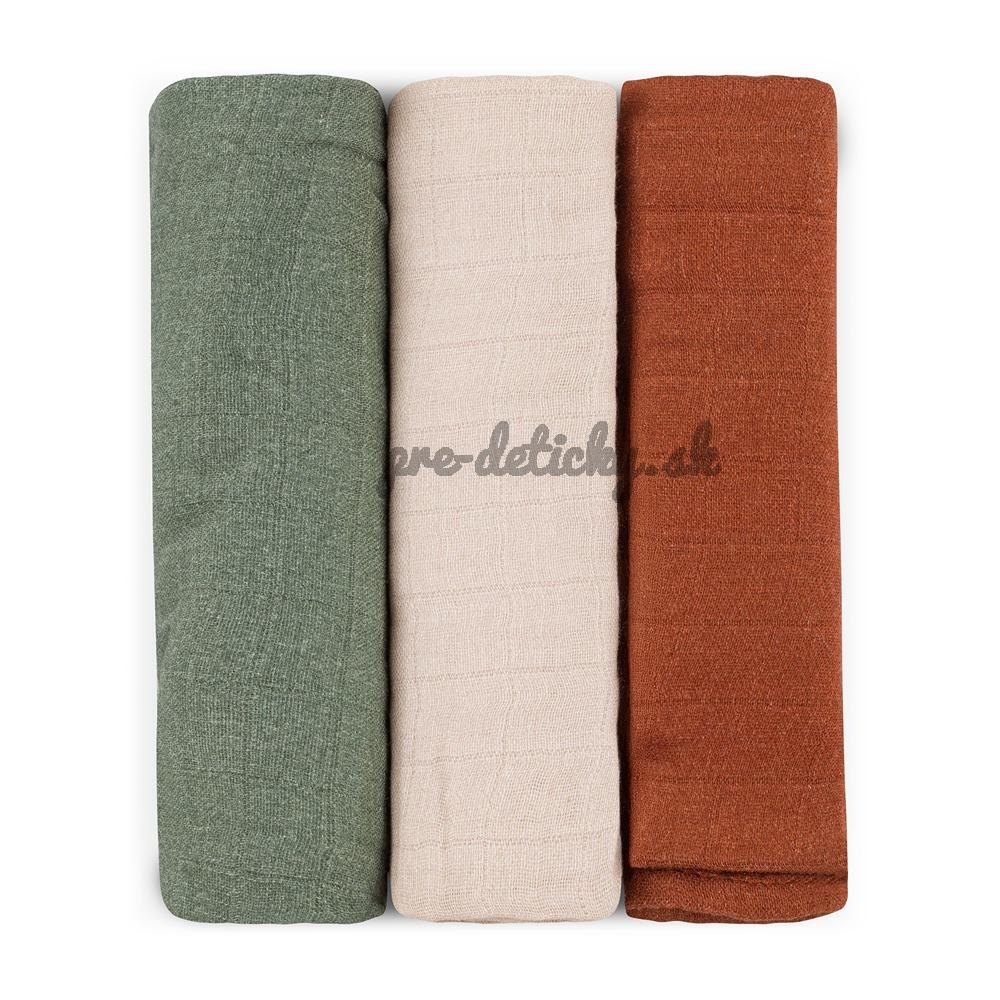 PETITE & MARS Sada plienok bambusová mušelínová 3ks Moussy Earth Tones 68 x 68 cm
