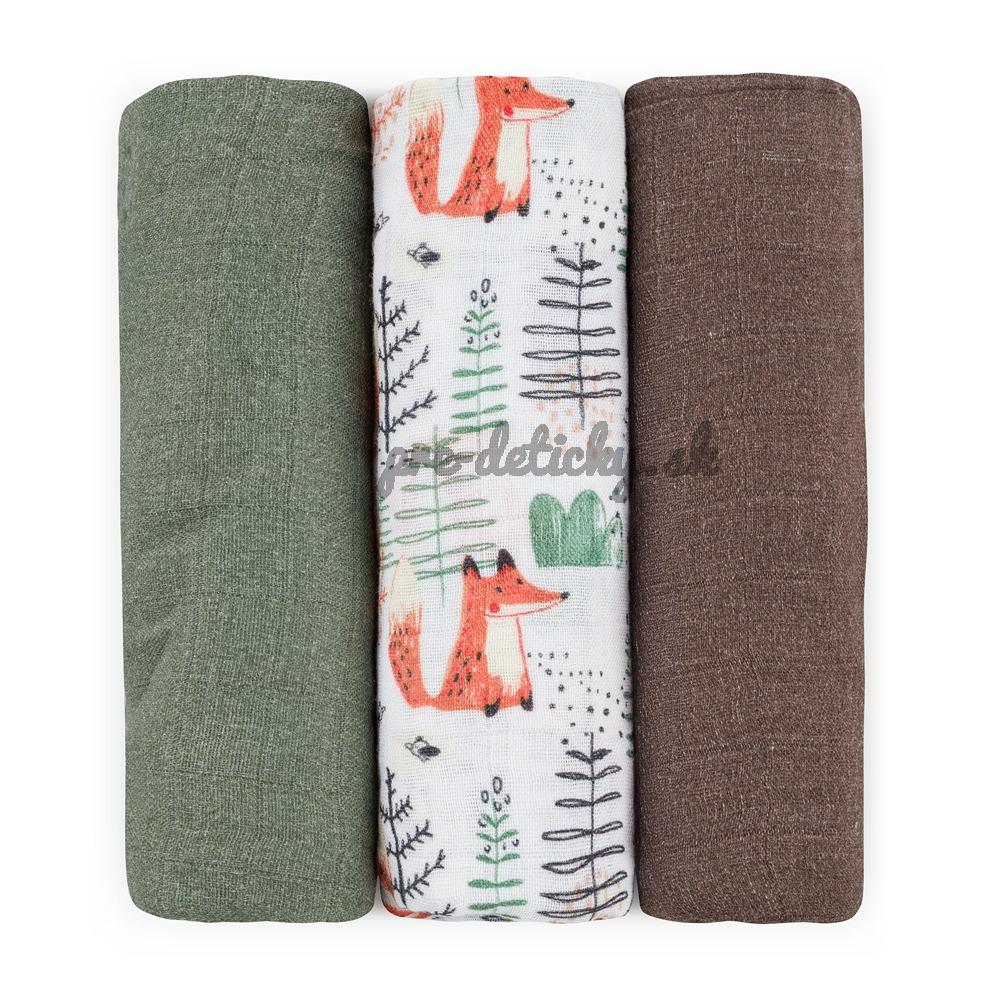 PETITE & MARS Sada plienok bambusová mušelínová 3ks Moussy Forest Fox 68 x 68 cm