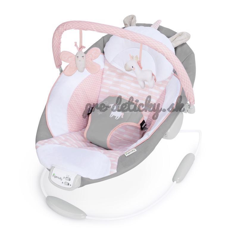 INGENUITY Lehátko vibrujúce s melódiou Flora the Unicorn™ 0m+ do 9 kg