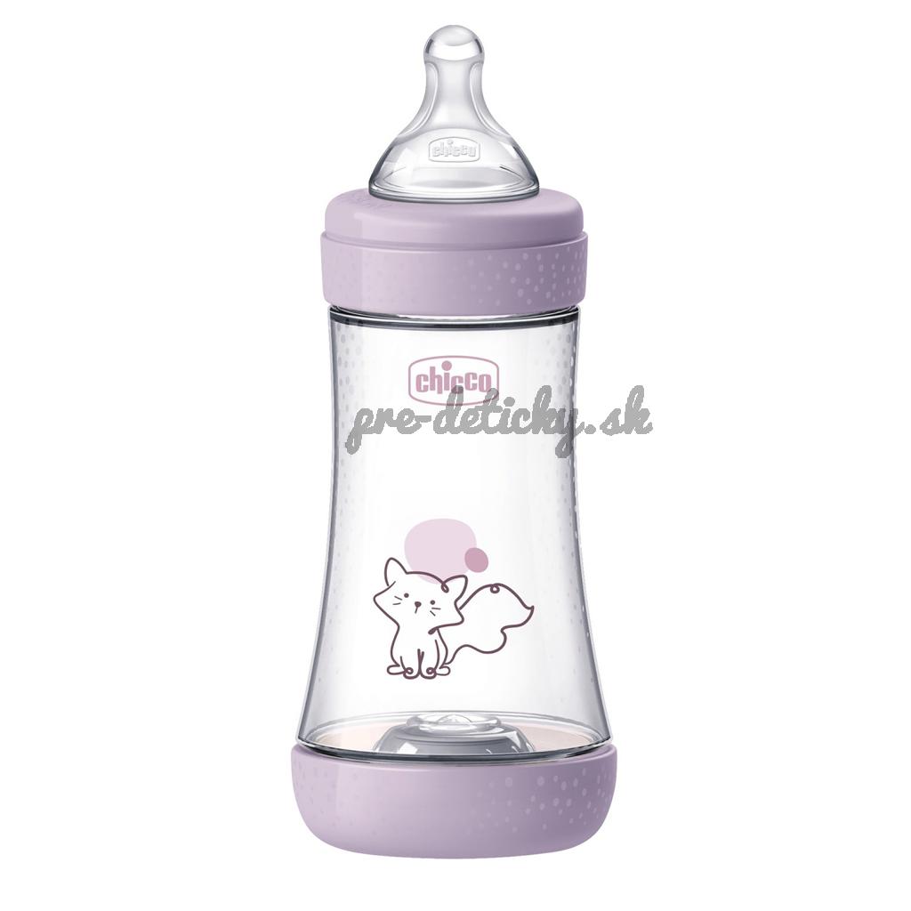 CHICCO Fľaša dojčenská antikoliková Perfect5 240 ml dievča stredný prietok 2m+