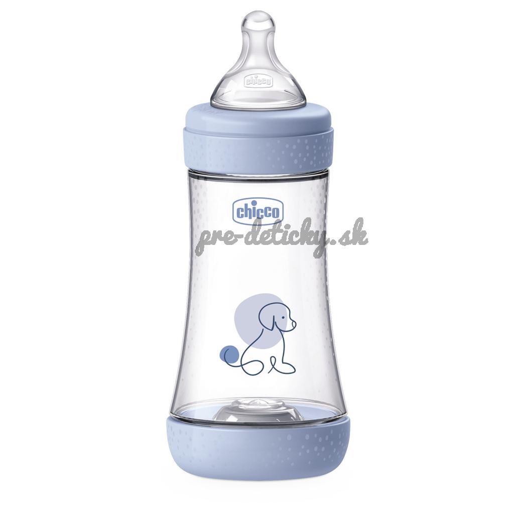 CHICCO Fľaša dojčenská antikoliková Perfect5 240 ml chlapec stredný prietok 2m+
