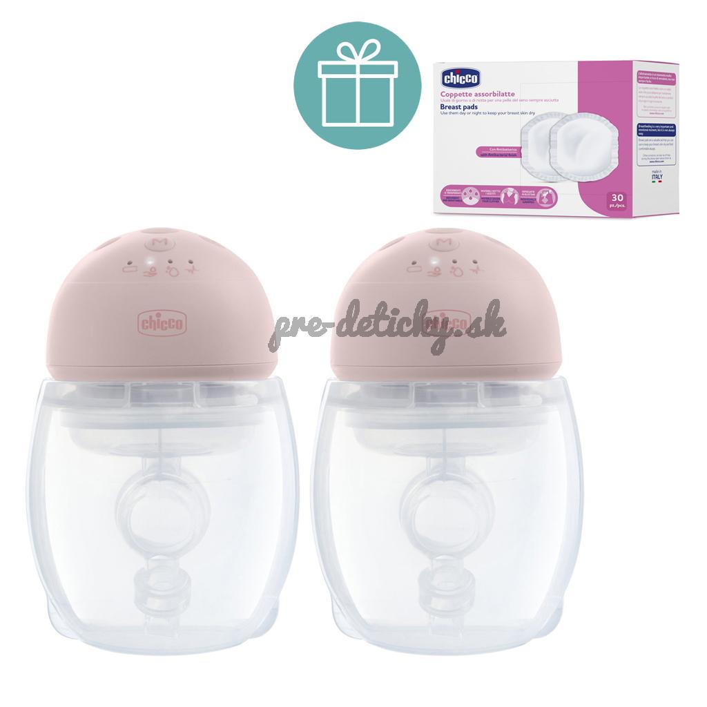 CHICCO Odsávačka materského mlieka elektrická Hands-free Duo + CHICCO Vložky do podprsenky 30ks