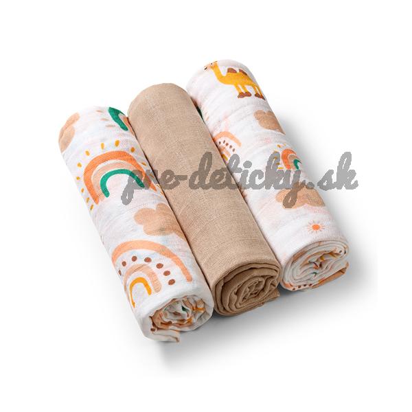 BABYONO Plienky mušelínové Super soft 3 ks - béžová