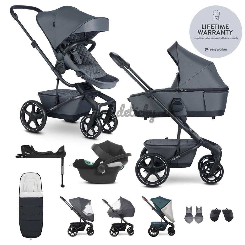 EASYWALKER SET Kočík 4v1 Harvey⁵ Premium Mineral Grey XXL RWS + CYBEX Aton B2 i-Size