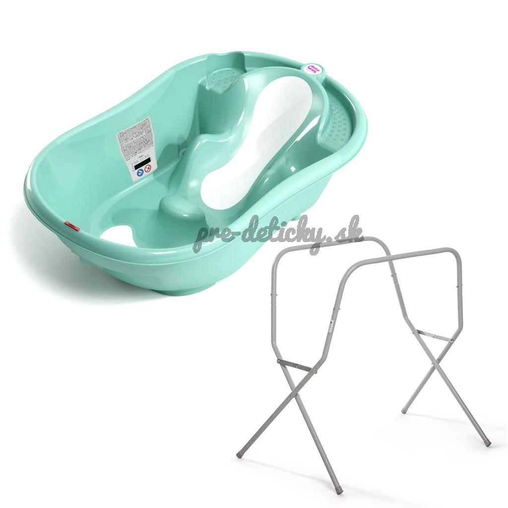 OK BABY SET Vanička rastúca protišmyková Onda Evolution 0–12m Sky blue + Kovový stojan na vaňu