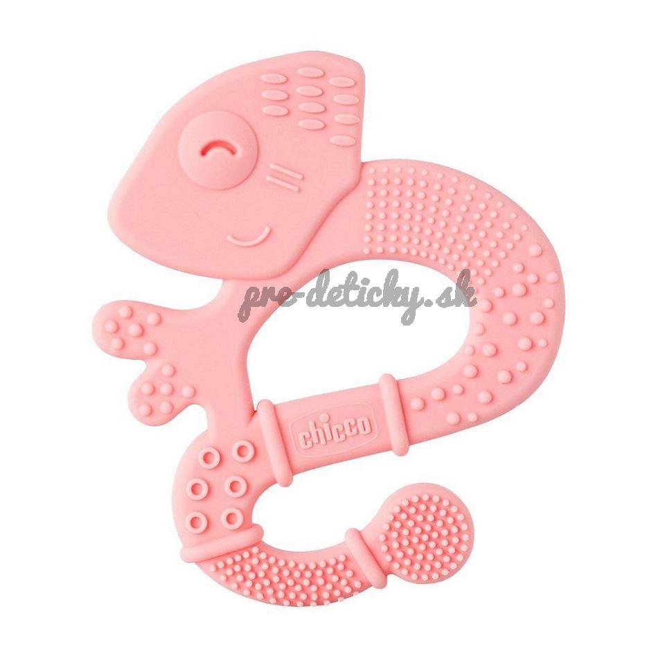 CHICCO Hryzačka silikónová Super Soft Chameleón ružový 2m+