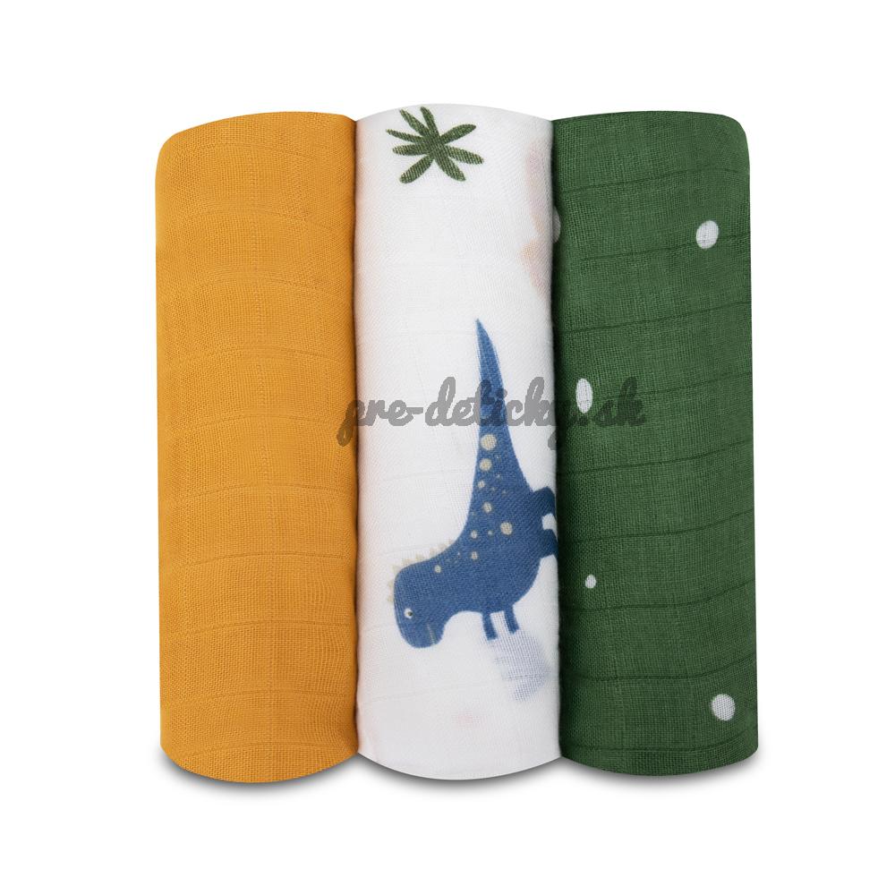 LIONELO Bambusové plienky Bamboo Set Dino, 3 ks