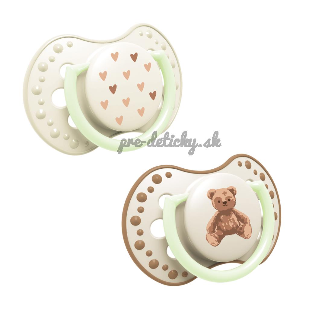 LOVI Cumlík svietiaci silikónový dynamický Teddy love 18m+ 2ks