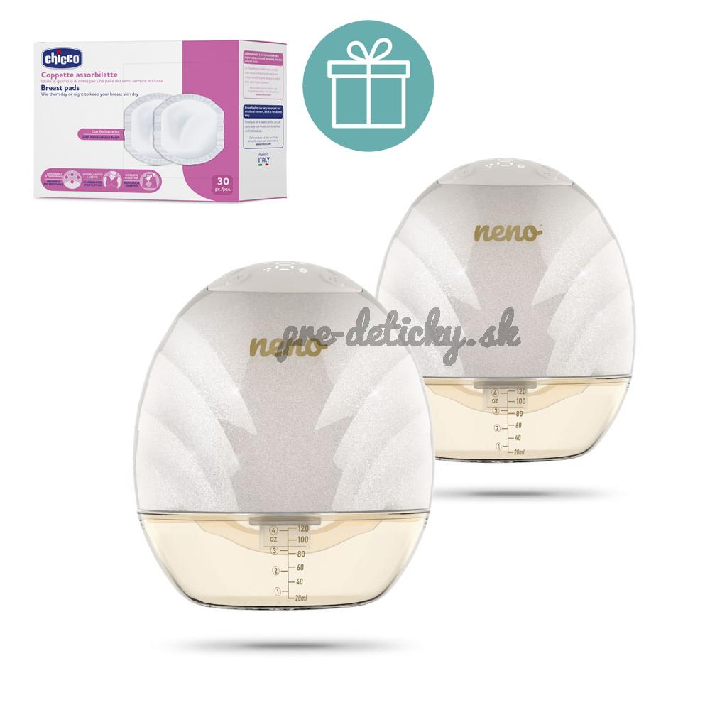 NENO Odsávačka mlieka Perla Duo bezdrôtová hands-free 3-fázová + CHICCO Vložky do podprsenky 30ks