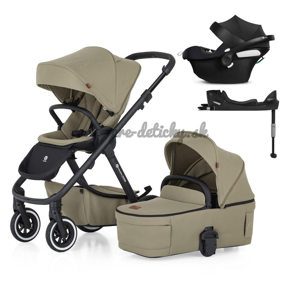 PETITE&MARS SET Kočík 4v1 ICON Mossy Green LITE AIR + CBX By CYBEX Aton B2 i-Size