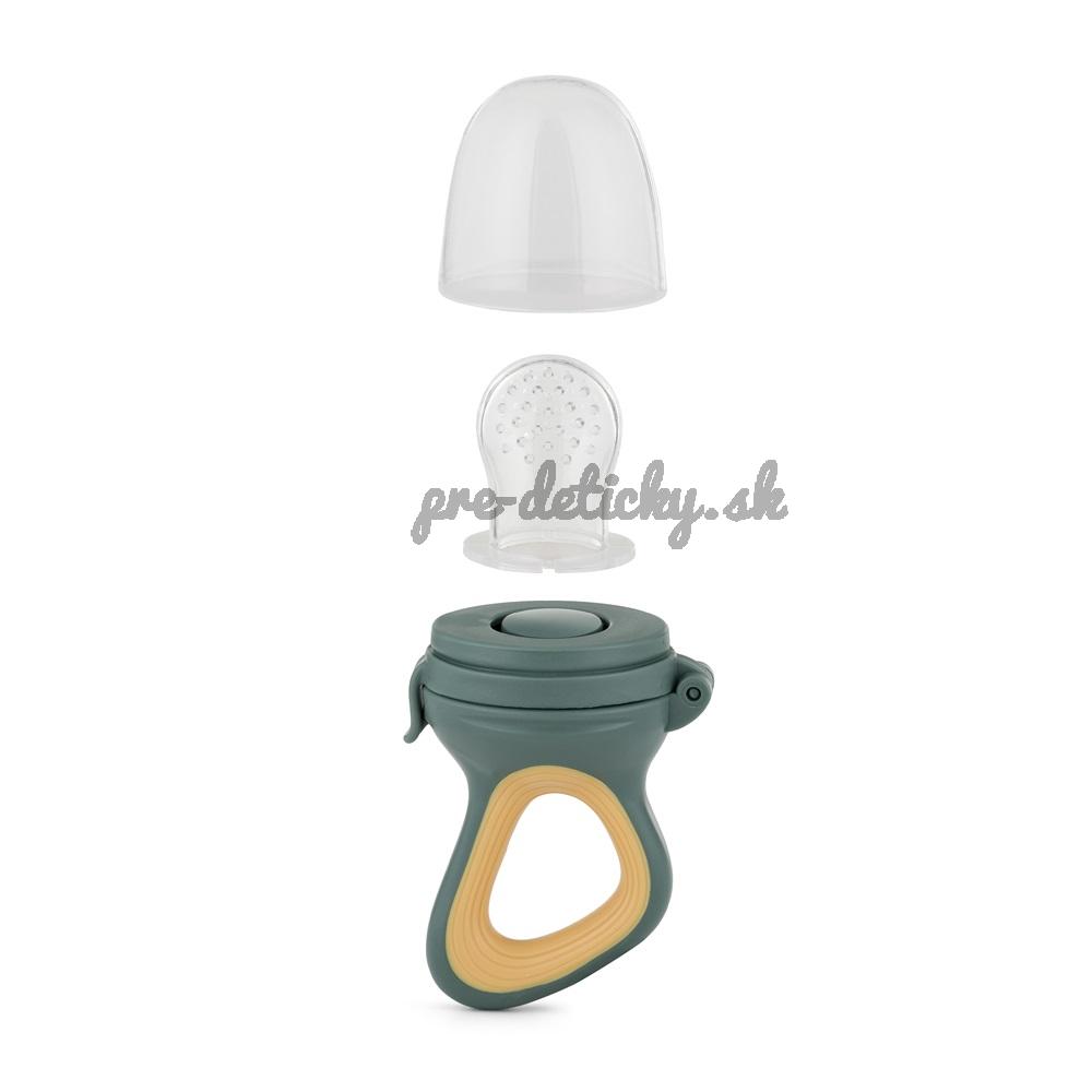 PETITE&MARS Cumlík silikónový na kŕmenie Fruzi Green&Ochre 6m+
