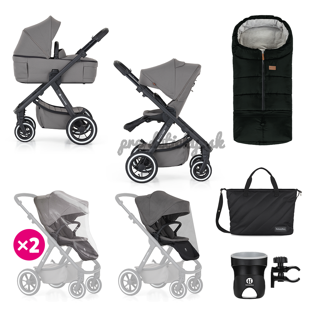 PETITE&MARS Kočík kombinovaný ICON 2v1 Dove Grey XXL AIR