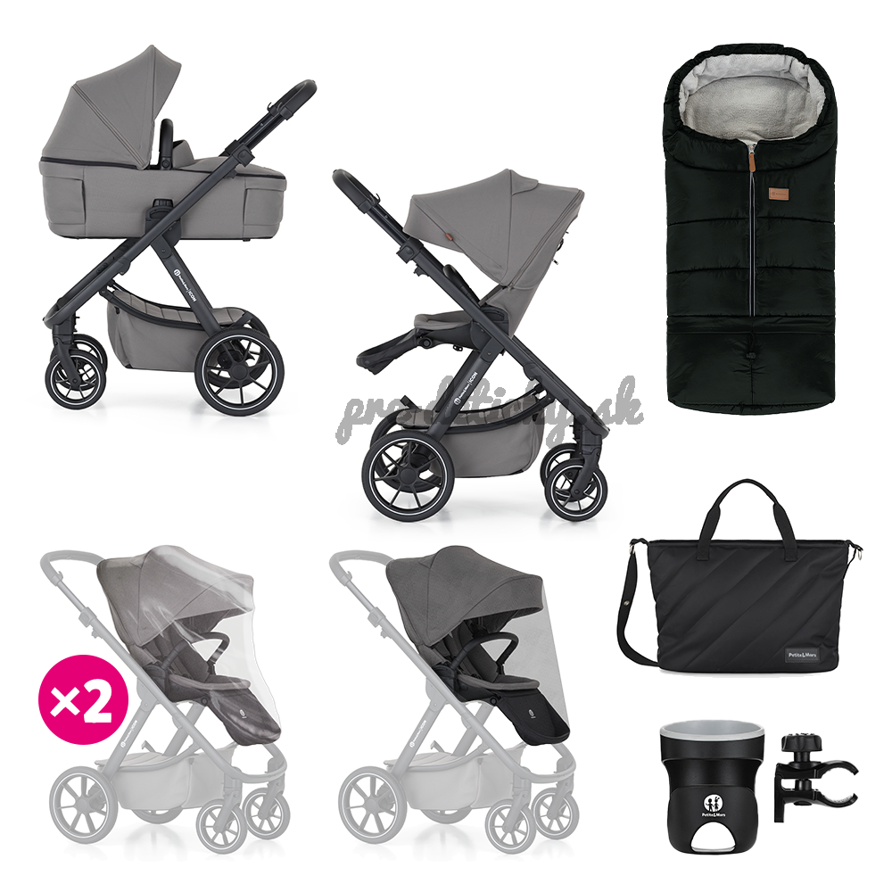 PETITE&MARS Kočík kombinovaný ICON 2v1 Dove Grey XXL RWS