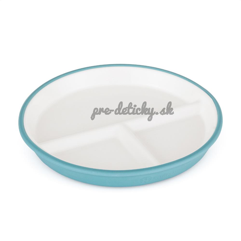 PETITE&MARS Tanier keramický so silikonovým obalom Teal Blue
