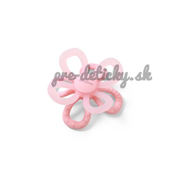 BABYONO Hryzačka silikónová Flower - ružová