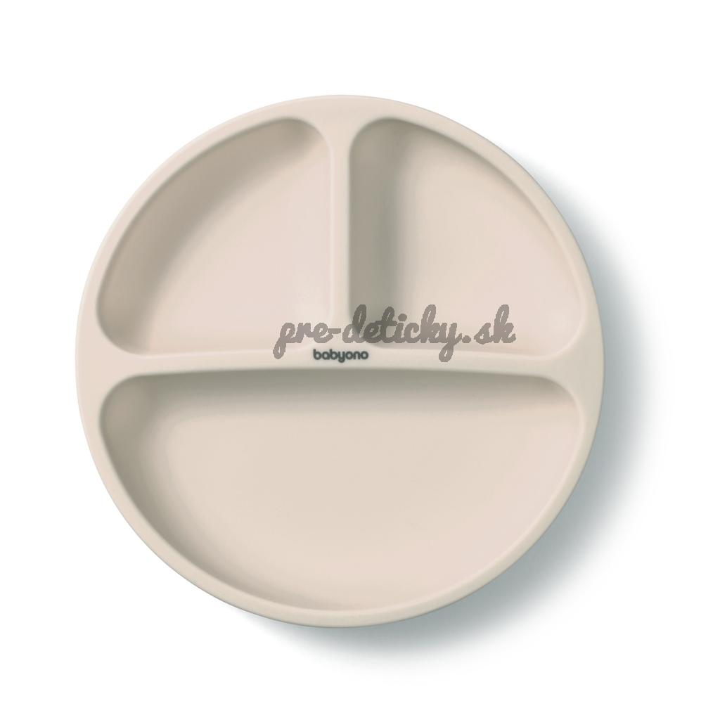 BABYONO Tanier silikónový s prísavkou - beige 6m+