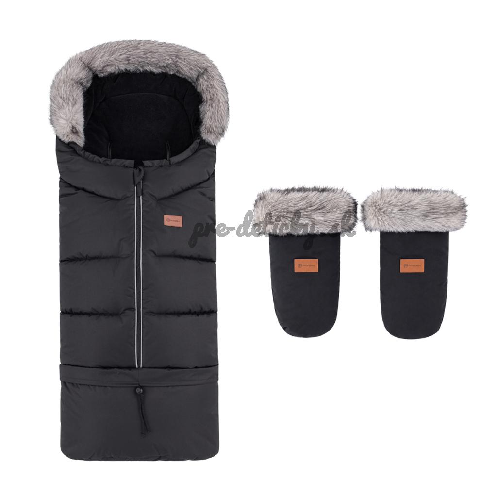 PETITE&MARS Set zimný fusak Arctic 4v1 + rukavice na kočík Fjora Forever Black