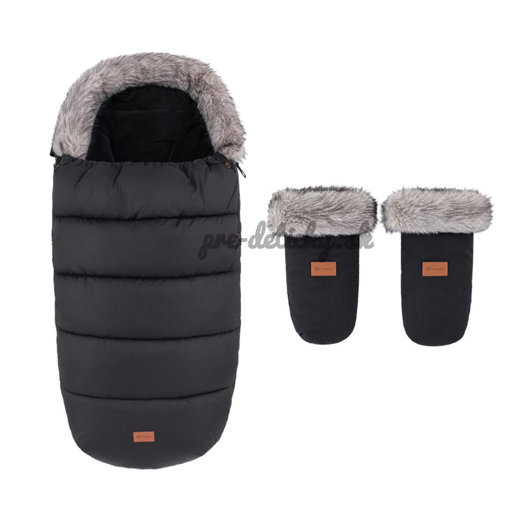 PETITE&MARS Set zimný fusak Comfy 4v1 + rukavice na kočík Fjora Forever Black