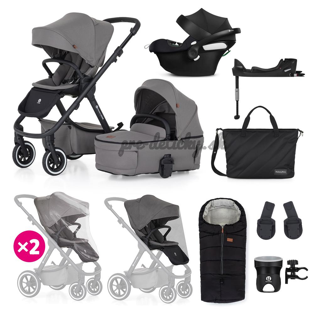 PETITE&MARS SET Kočík 4v1 ICON Dove Grey XXL AIR + CBX By CYBEX Aton B2 i-Size