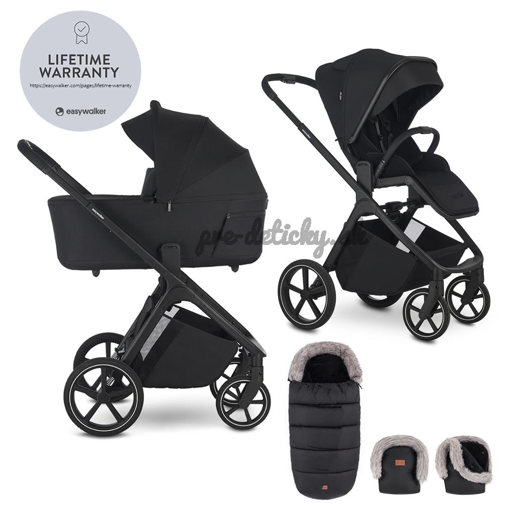EASYWALKER Set kočík 2v1 Zoey Go Pure Black XL s príslušenstvom