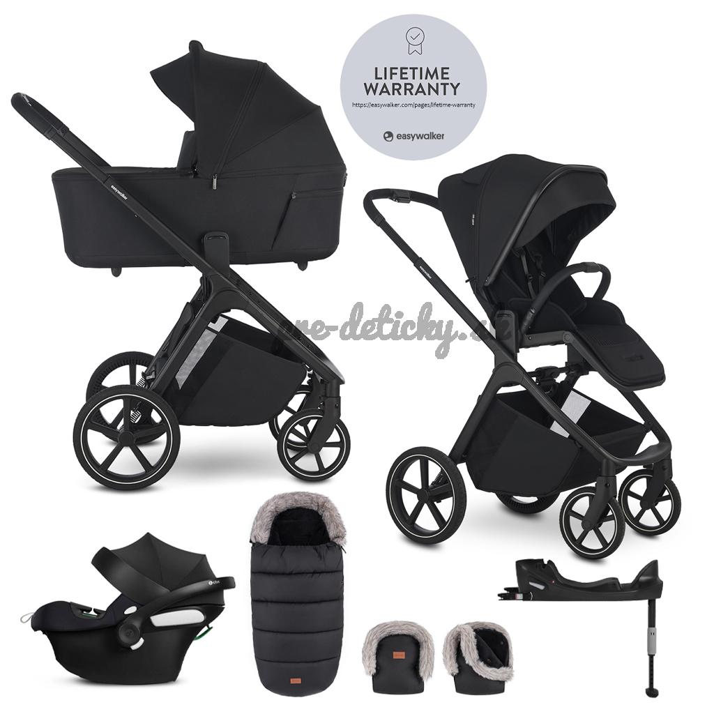 EASYWALKER Set kočík 4v1 Zoey Go Pure Black XL + CBX Aton B2 i-Size + CYBEX Base One