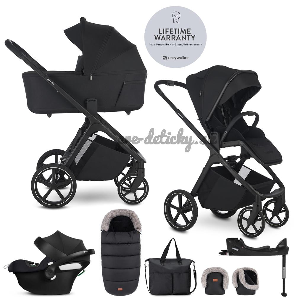 EASYWALKER Set kočík 4v1 Zoey Go Pure Black XXL Limited + CBX Aton B2 i-Size + Cybex Base One