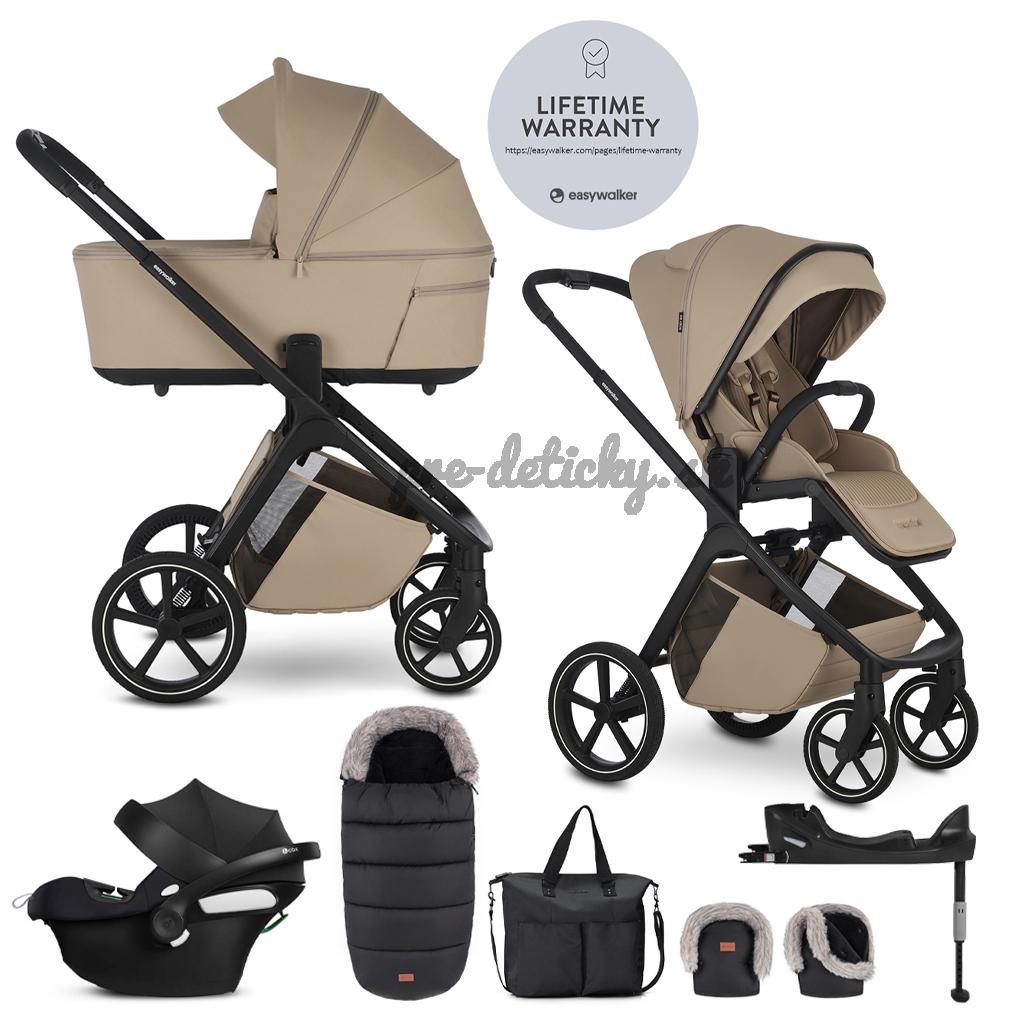 EASYWALKER Set kočík 4v1 Zoey Go Sand Taupe XXL Limited + CBX Aton B2 i-Size + Cybex Base One