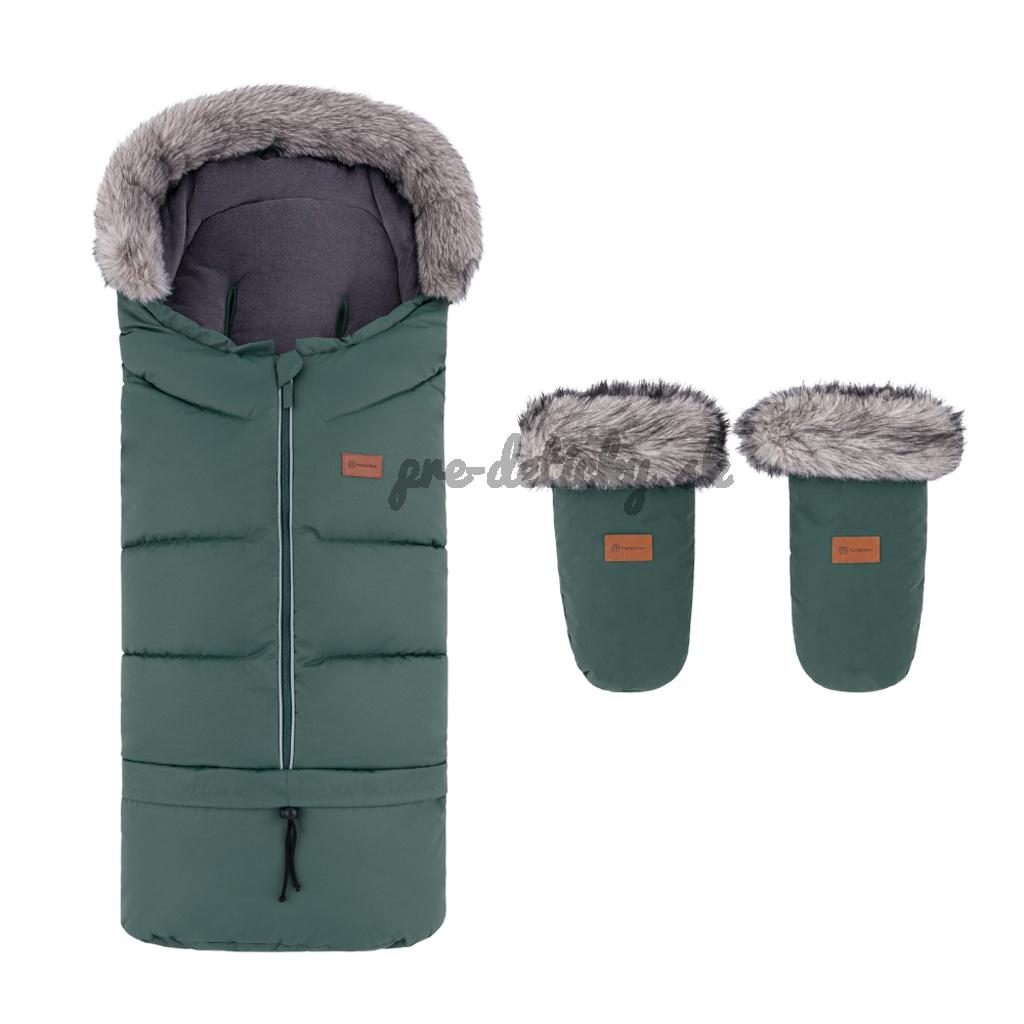 PETITE&MARS Set zimný fusak Arctic 4v1 + rukavice na kočík Fjora Khaki