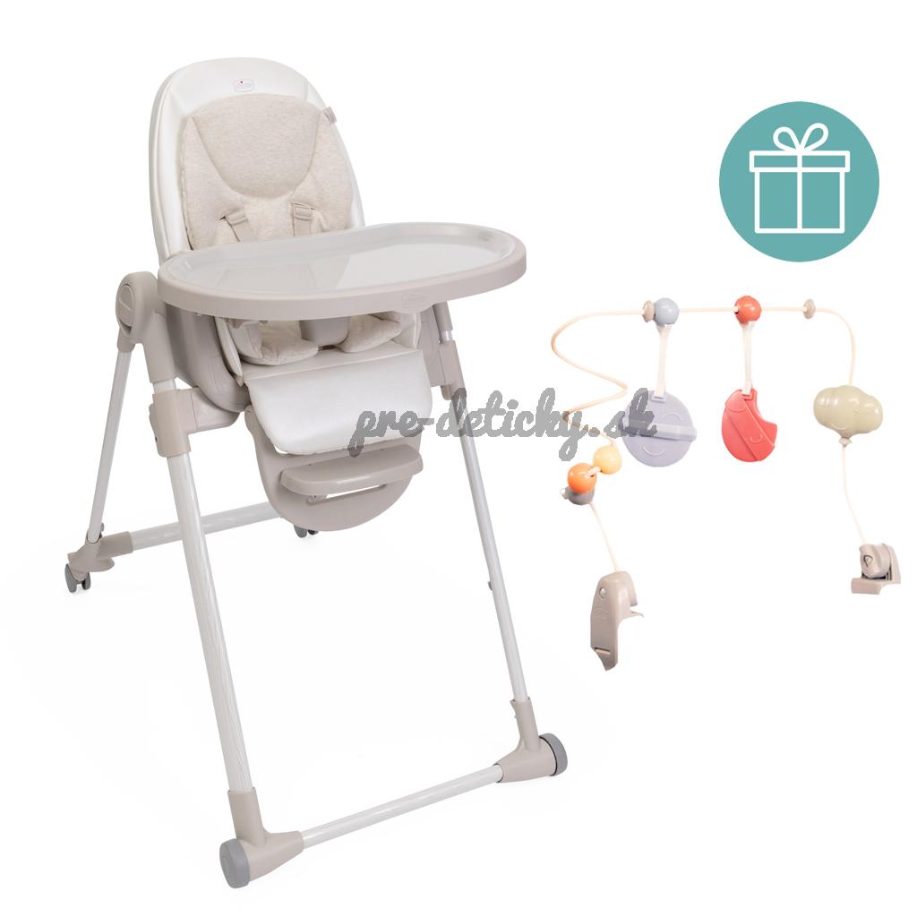 CHICCO Stolička jedálenská Polly Armonia - Mother Pearl + Hrazdička Rainbow