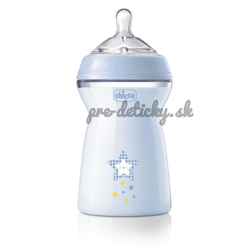 CHICCO Fľaša dojčenská antikolik Natural Feeling 330 ml chlapec 6m+