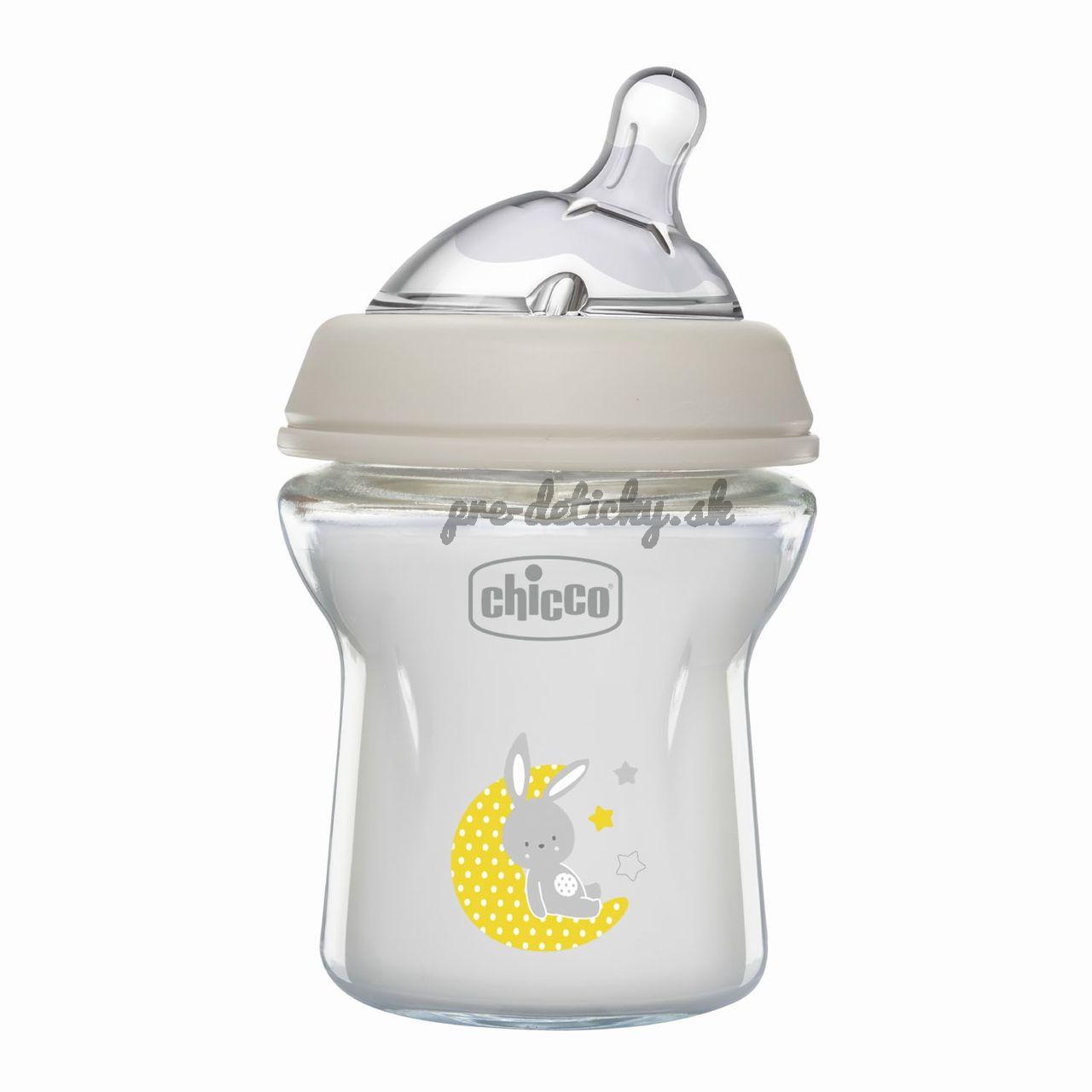 CHICCO Fľaša dojčenská antikolik sklo Natural Feeling 150 ml neutral 0m+
