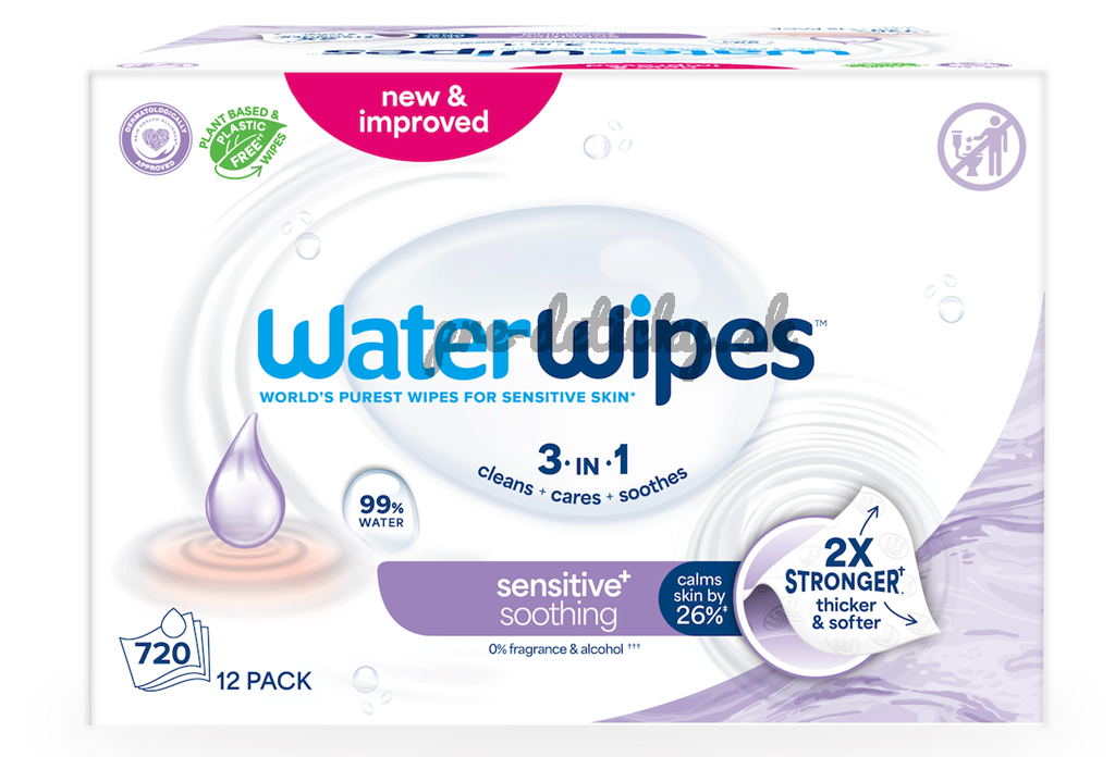 12X WATERWIPES Obrúsky vlhčené Soothing clean 3in1 60 ks (720 ks)