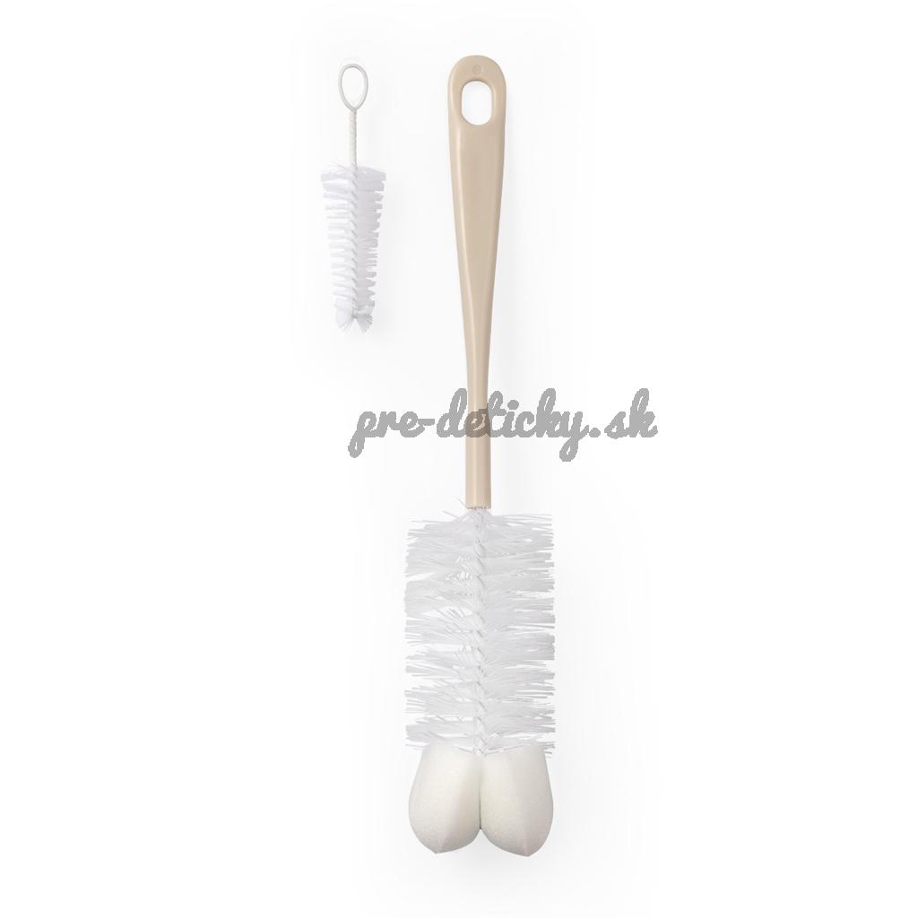BABYONO Kefa na dojčenské fľaše s mini kefkou Beige