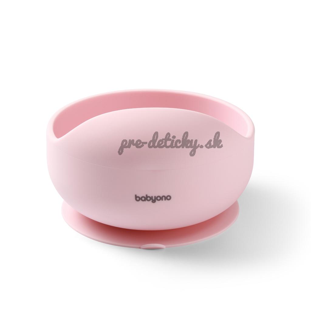 BABYONO Miska silikónová s prísavkou Pink 6m+