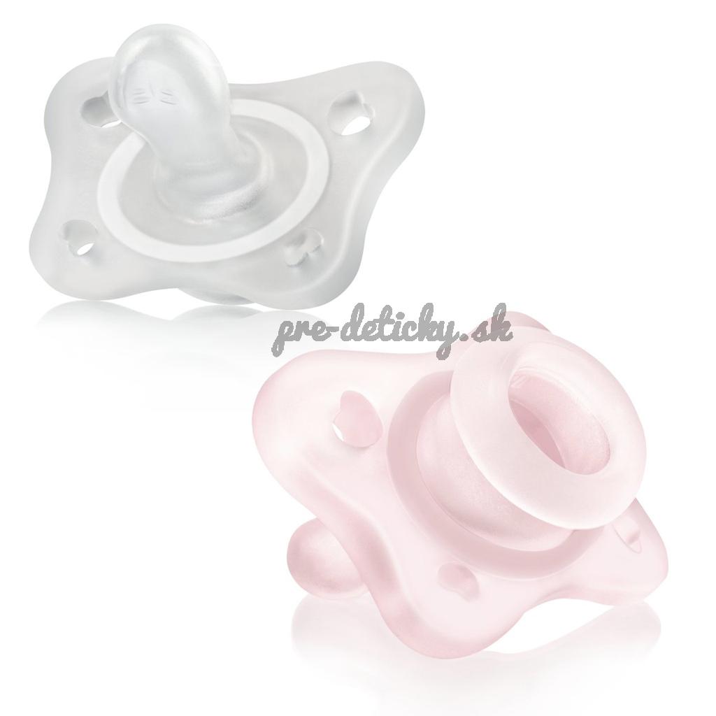 CHICCO Cumlík Physioforma® Mini Soft celosilikónový 0-2m holka 2 ks