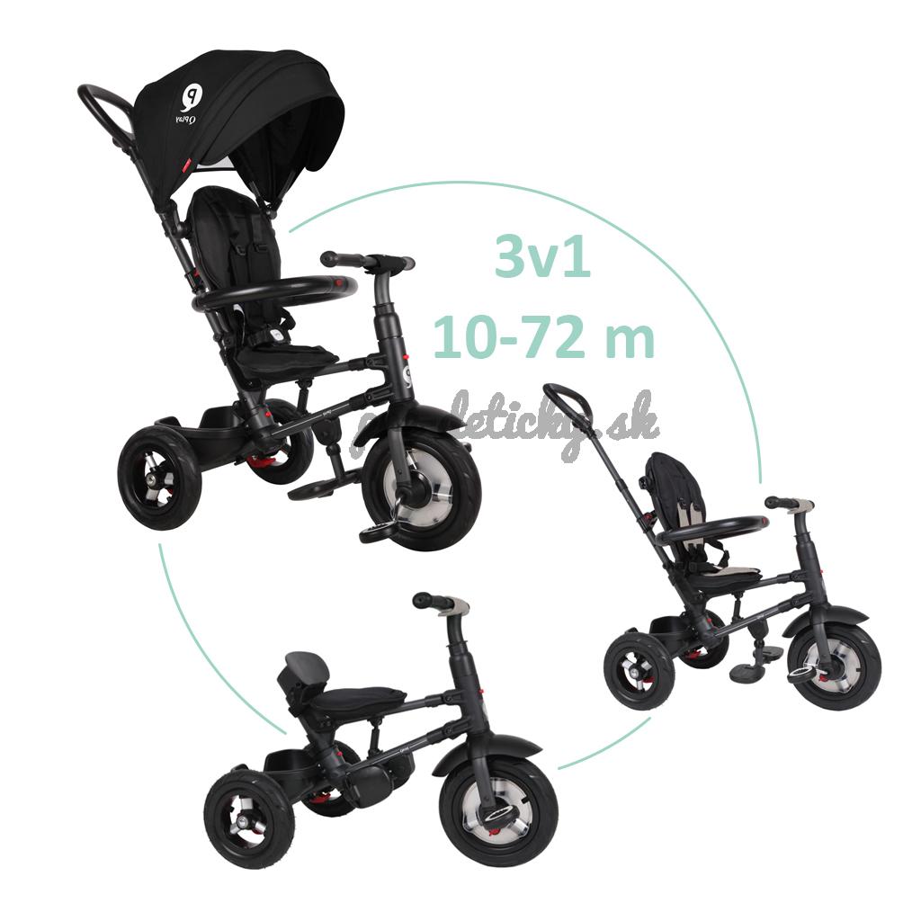 QPLAY Trojkolka Rito air gel (Rubber) Black, vek 10-72 mesiacov