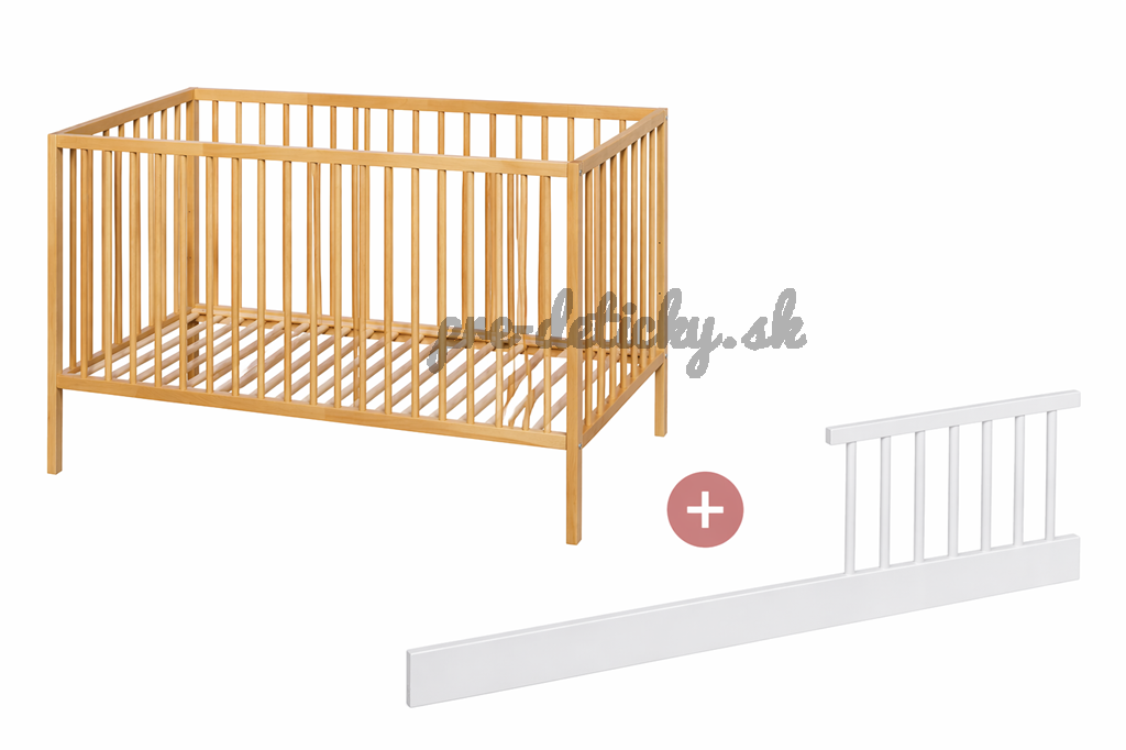 PETITE&MARS Postieľka drevená Nela Beech Wood 120x60 cm s bočnicou Side