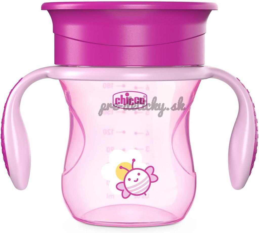 CHICCO Hrnček Perfect 360 s držadlami 200 ml ružový 12m+